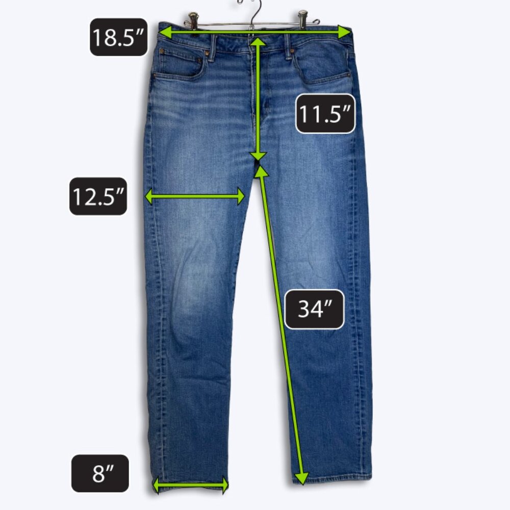 American Eagle Mens 34x36 AirFlex+ Relaxed Straight Jeans Medium Wash Denim Tall - Picture 2 of 9